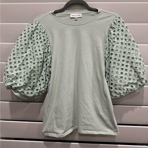 Gibson Latimer eyelet puff sleeve shirt